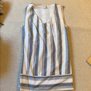 Paper crane cream and white striped dress